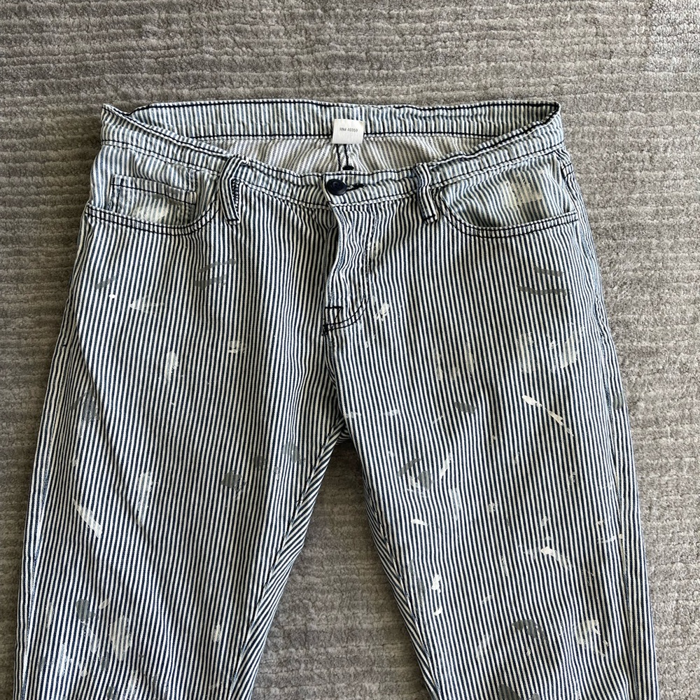 NSF distress, blue and white stripes , lightweight jeans - Picture 3 of 11